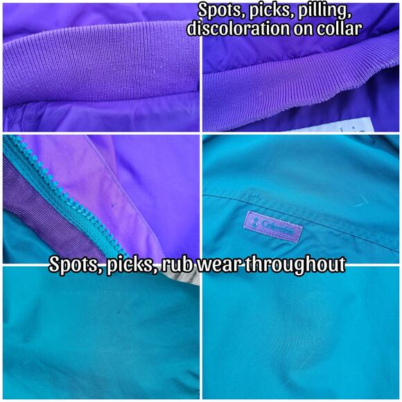 VTG Columbia Bugaboo Jacket Size XL Green Purple Nylon Zip Front Vintage 90s - Picture 8 of 11